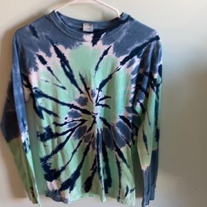 Green & Blue swirl tie dye long sleeve tee